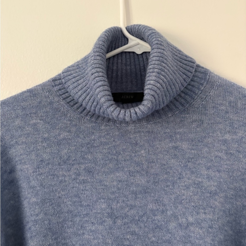 J Crew Blue Side Split Alpaca Wool Blend Ribbed Turtleneck Sweater Size Small - Picture 6 of 9
